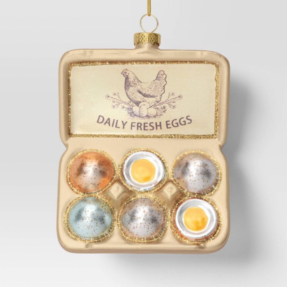 New Carton of Daily Fresh Eggs Glass Christmas Tree Ornament Wondershop Target